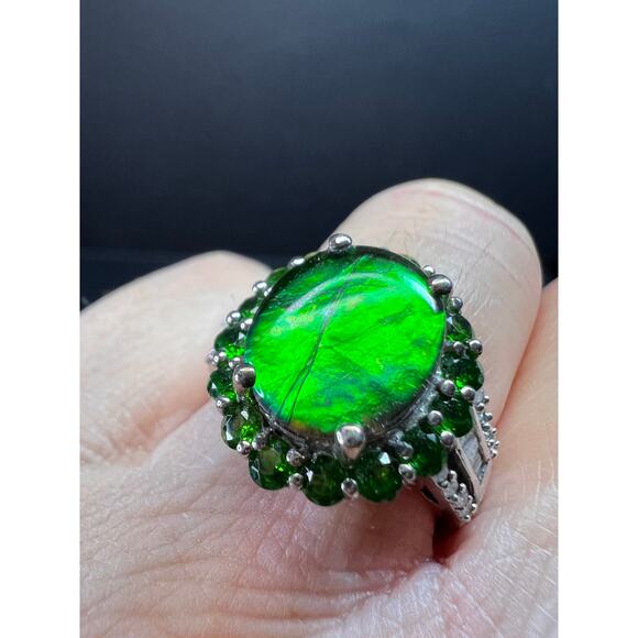 NEW with tag ammolite and diamond sterling silver ring size 7 - Picture 14 of 16